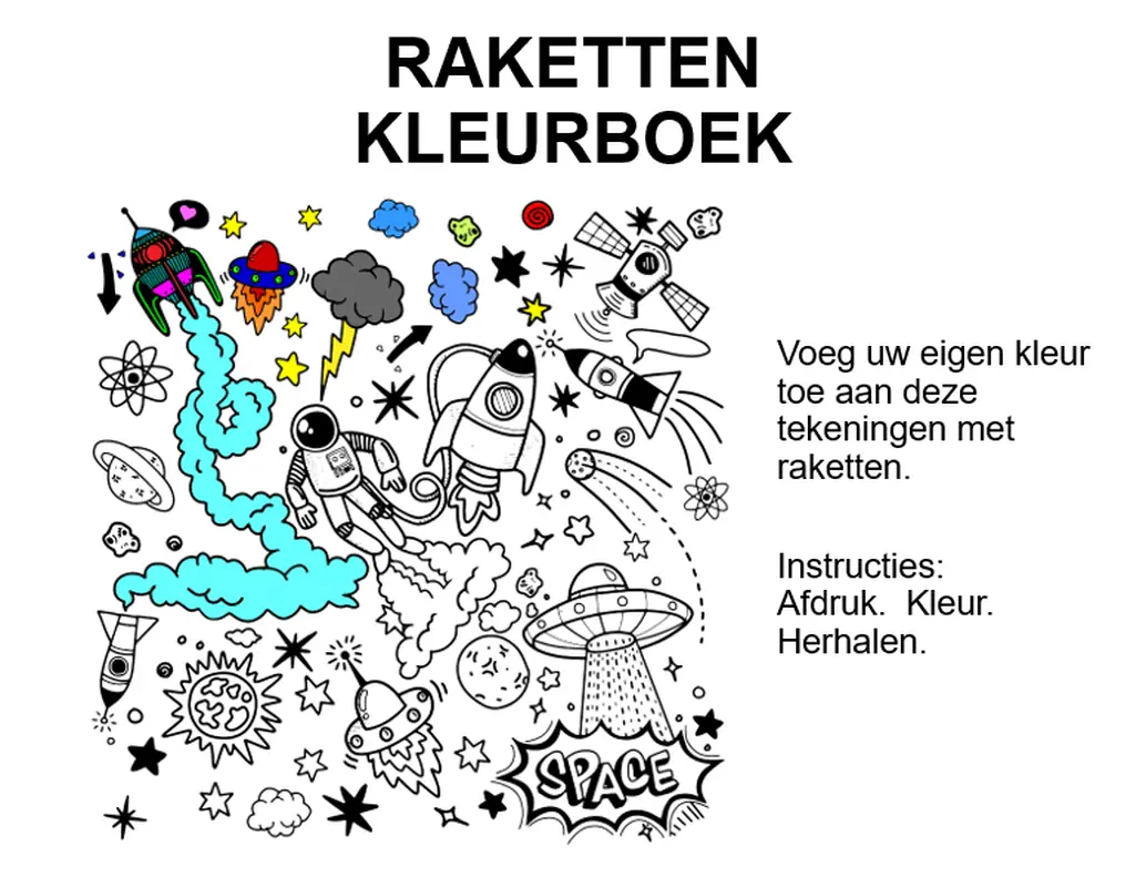 Raketten kleurboek whimsical color block