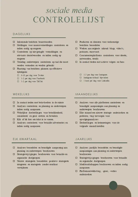 Controlelijst sociale media modern simple