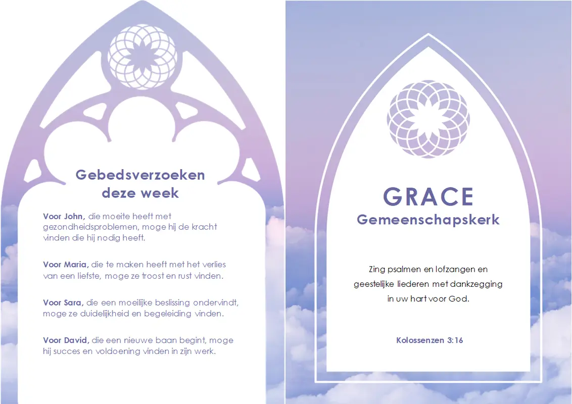 Kerkdienst bulletin (gevouwen) purple modern simple