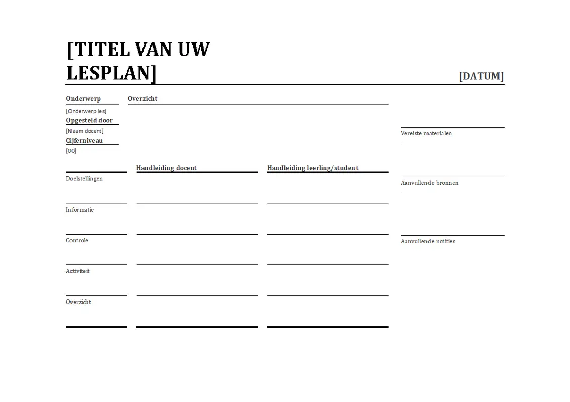 Dagelijkse lesplanner modern simple