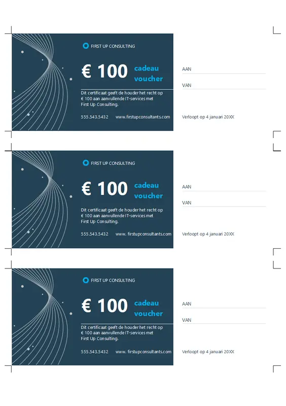 Relatiegeschenkcertificaat voor technologie (3 per pagina) modern-simple