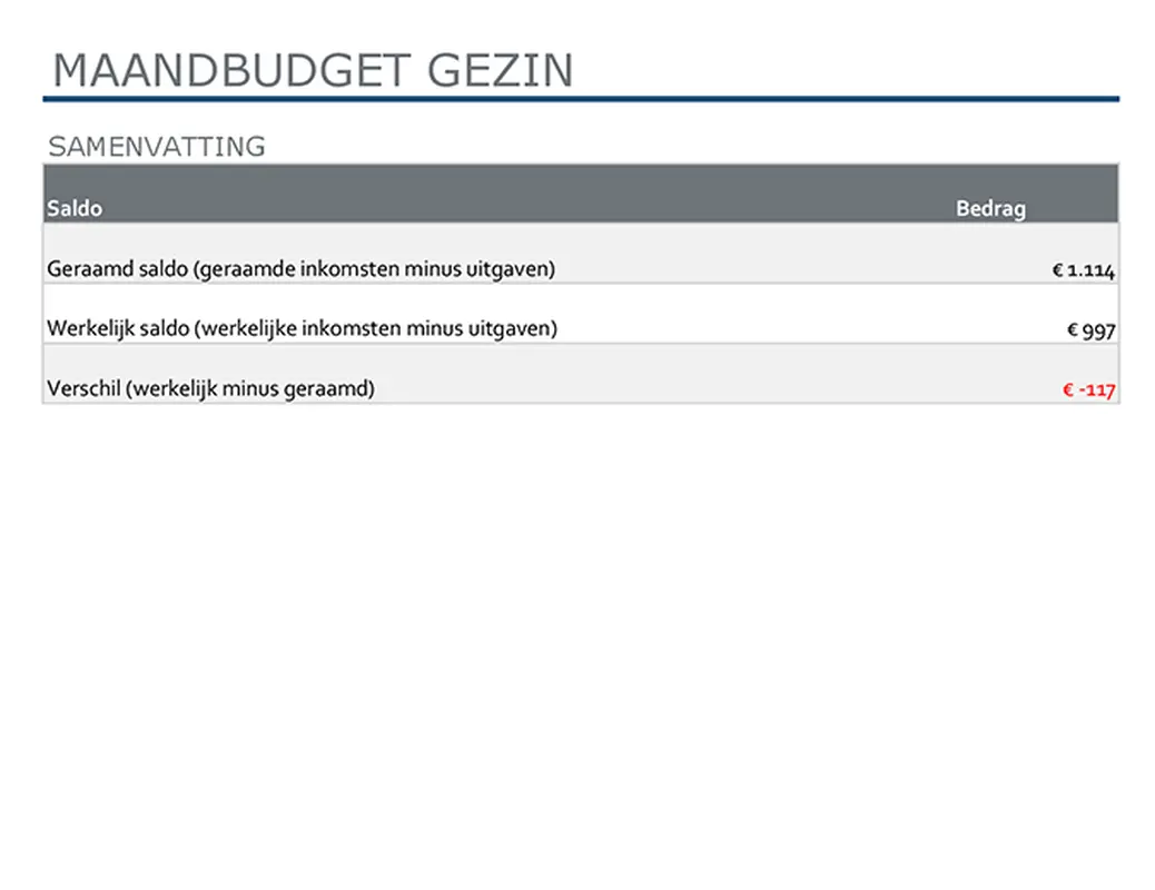 Maandbudget gezin modern simple