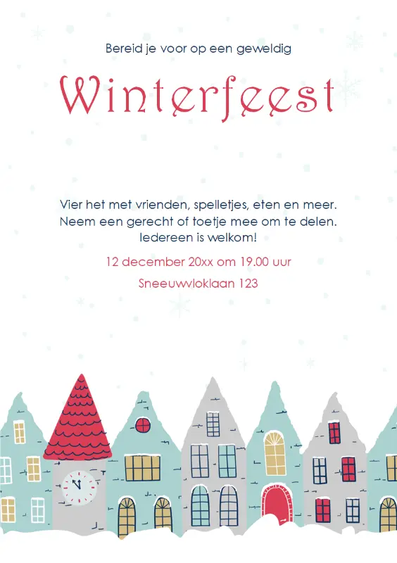 Flyer voor winterfeest blue whimsical-color-block