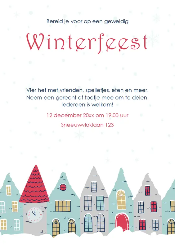 Flyer voor winterfeest whimsical-color-block