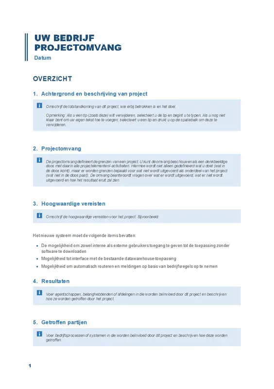 Bereik van project modern simple
