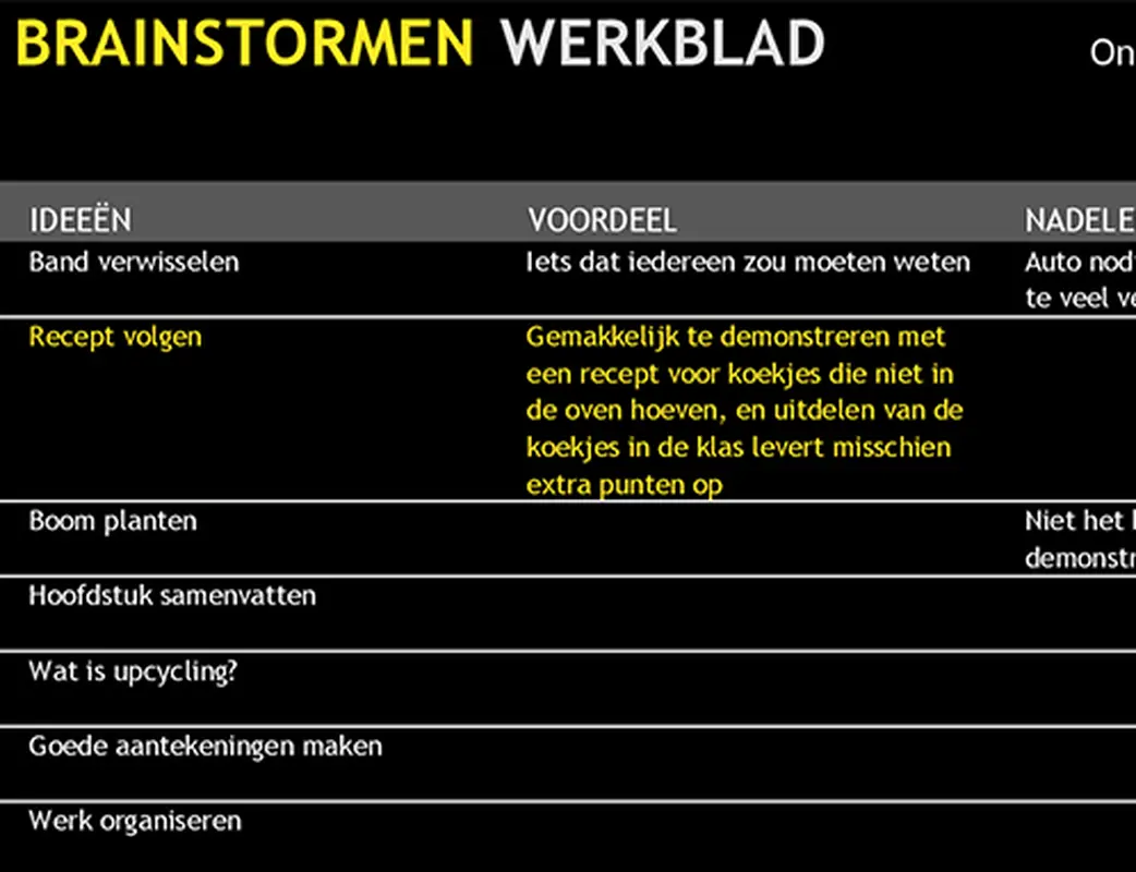 Brainstormwerkblad modern-simple