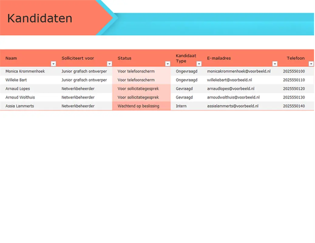 Sollicitant bijhouden modern simple
