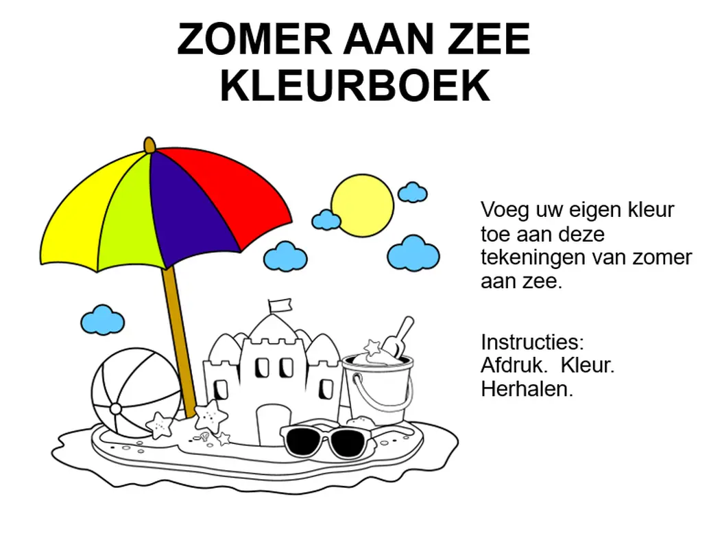 Zomer aan zee kleurboek whimsical color block