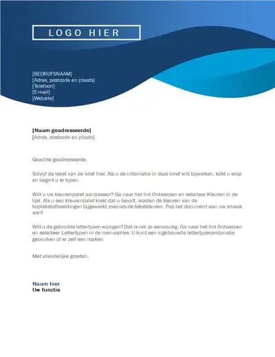 Briefhoofd met blauwe curve modern-simple