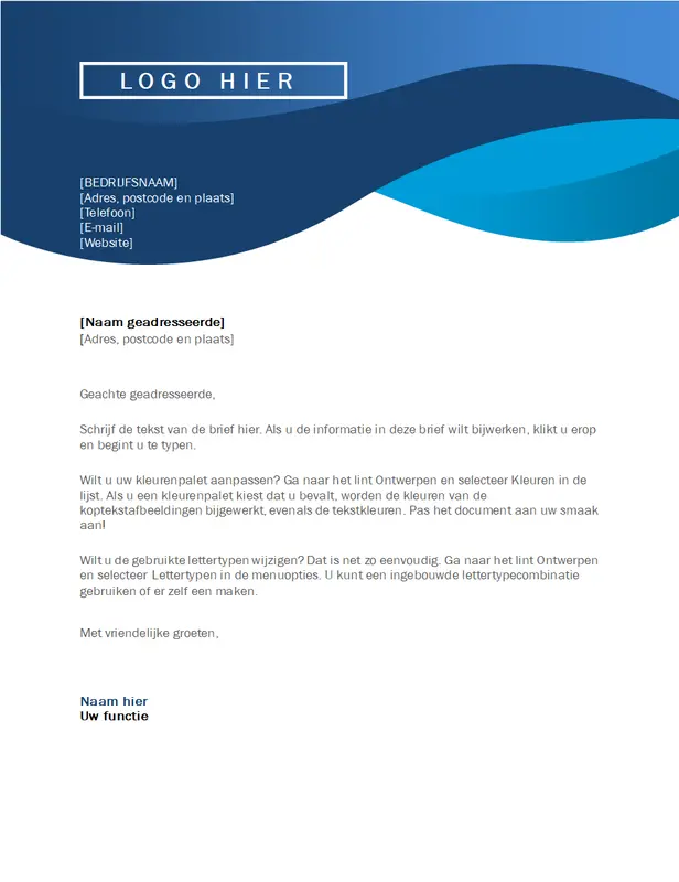 Briefhoofd met blauwe curve modern-simple