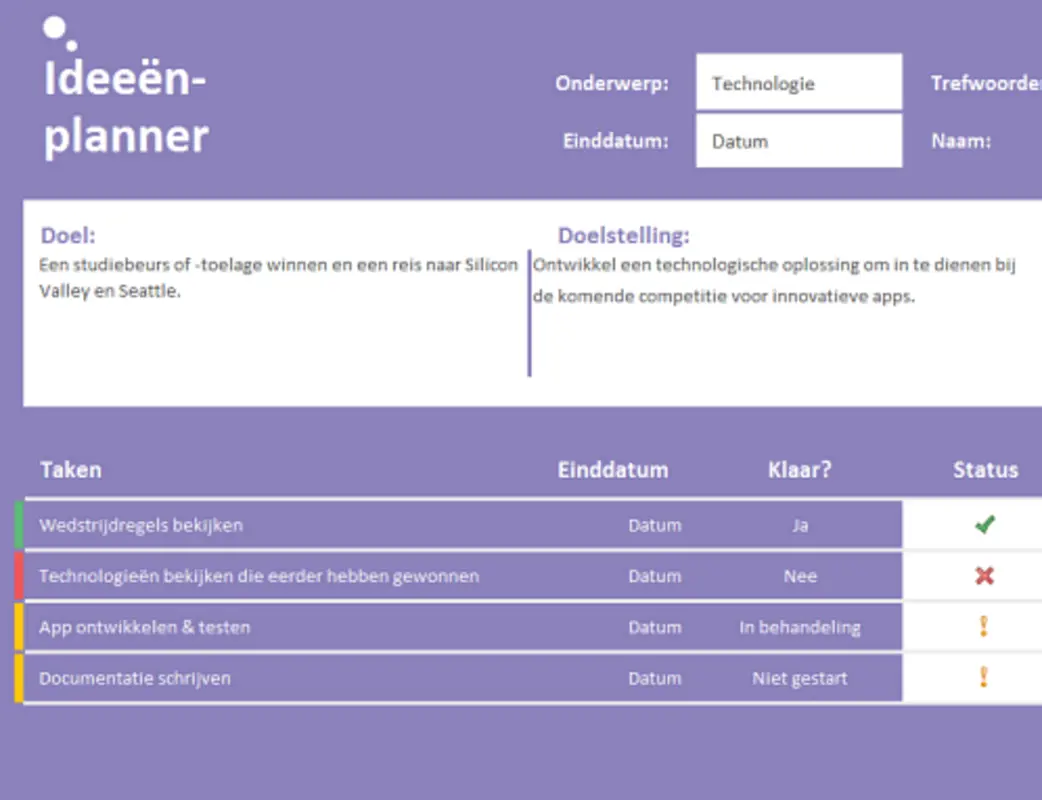 Ideeënplanner (taken) purple modern-simple