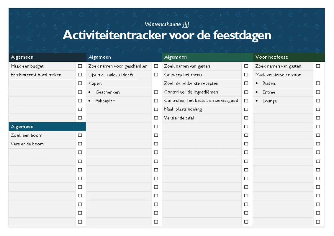 Controlelijst voor de feestdagen modern simple