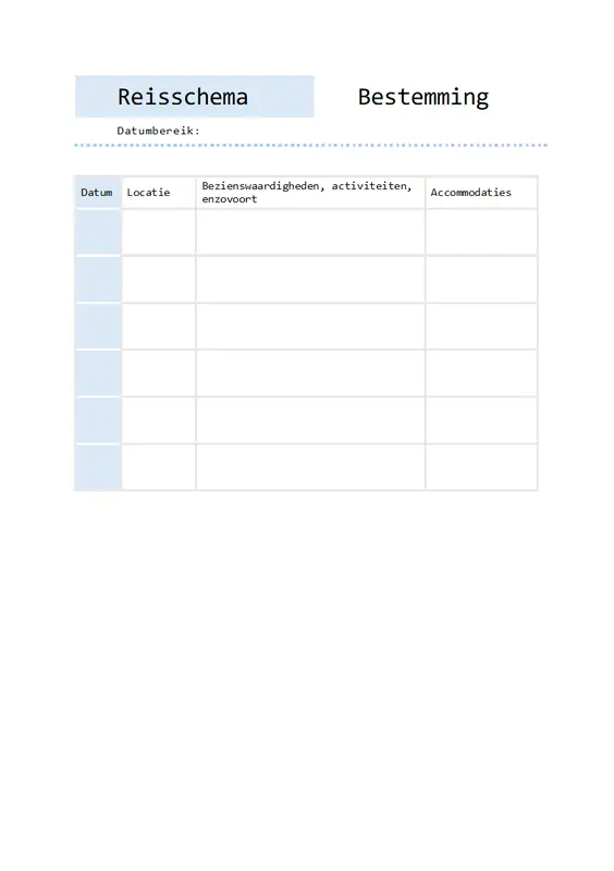 Eenvoudig reisschema modern simple