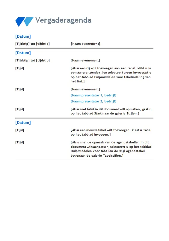 Conferentieagenda vintage floral