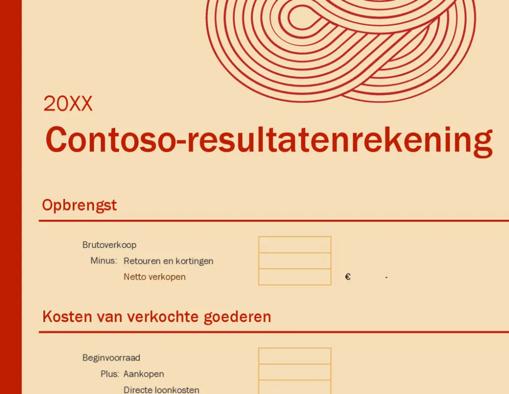 Winst- en verliesrekening klein bedrijf orange modern simple