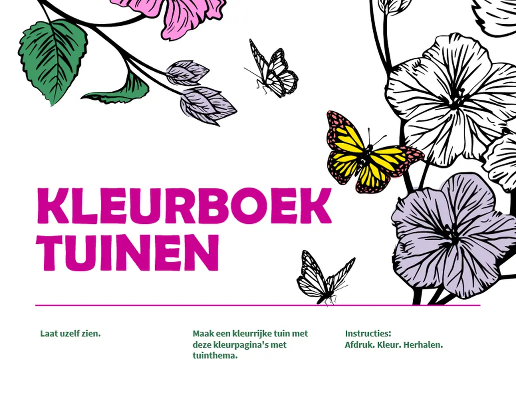 Kleurboek met tuinen organic boho
