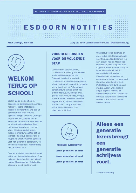Nieuwsbrief over het begin van het schooljaar modern-geometric