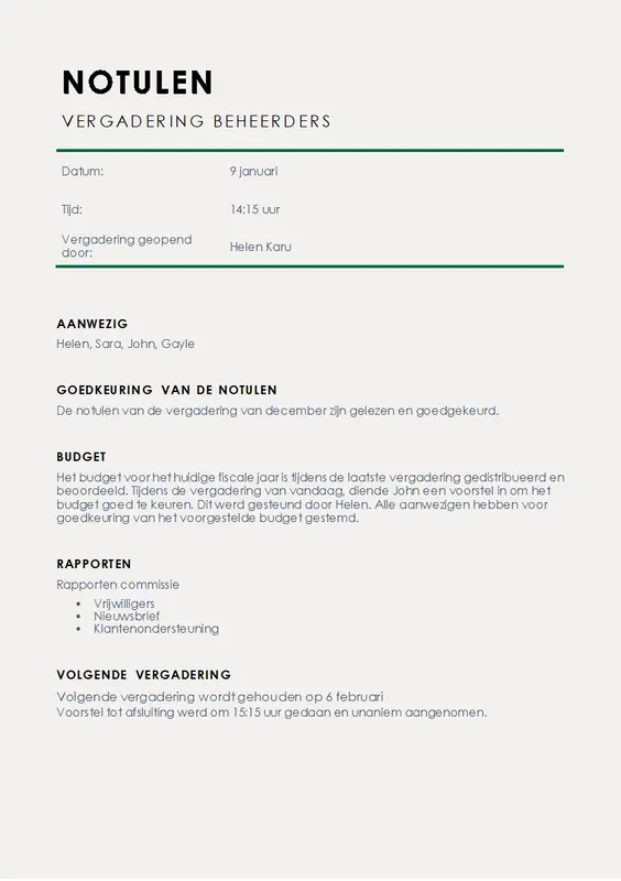 Klassieke notulen modern simple