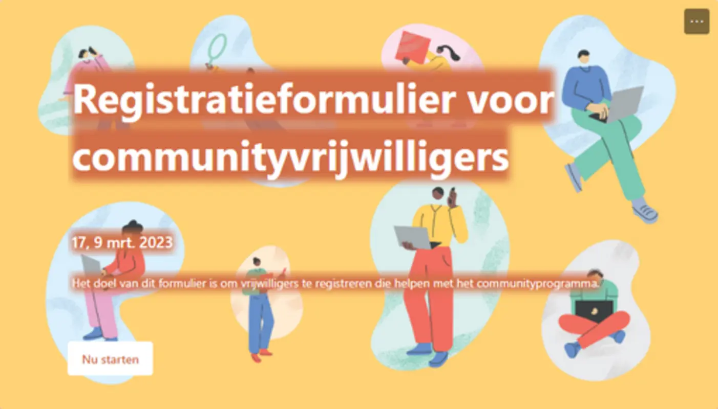 Registratieformulier voor communityvrijwilligers yellow