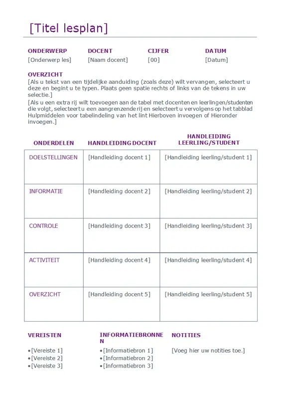 Planner voor dagelijkse lessen (kleur) modern simple
