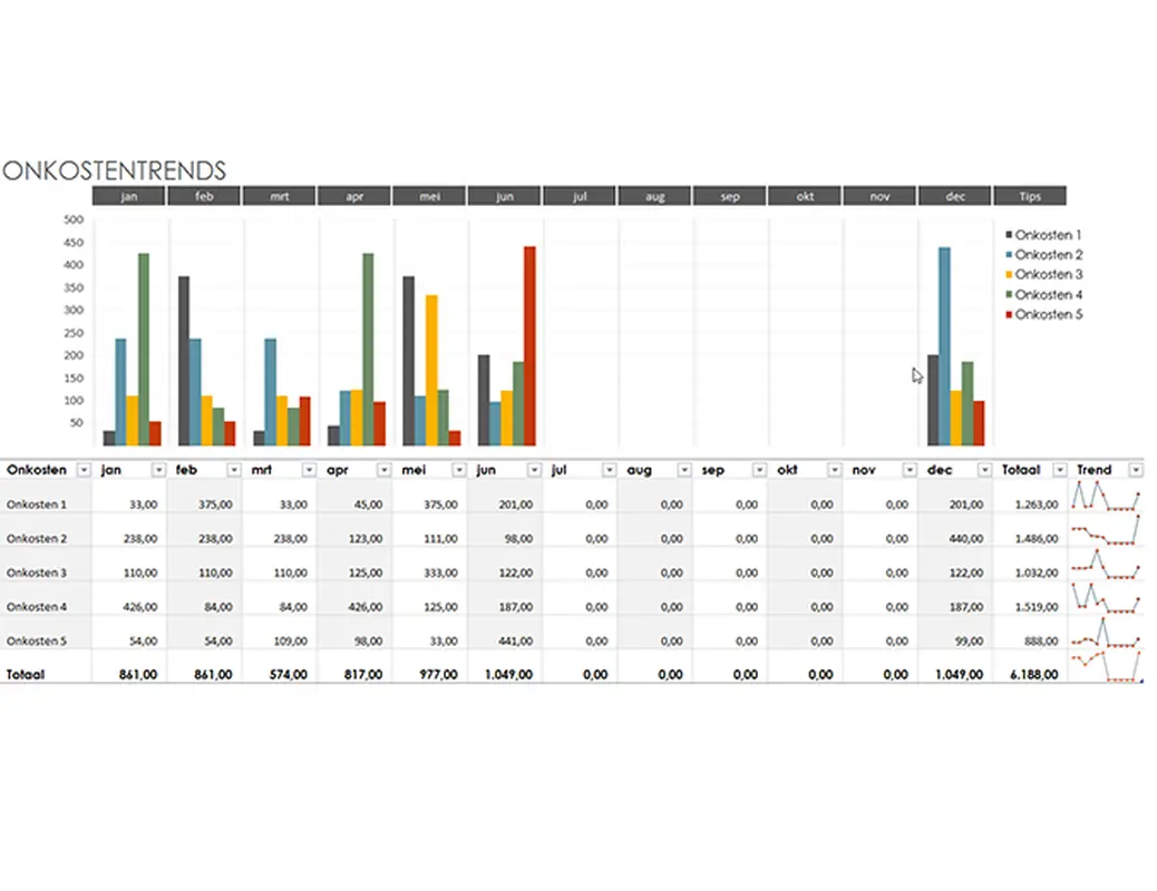 Budget voor uitgaventrends