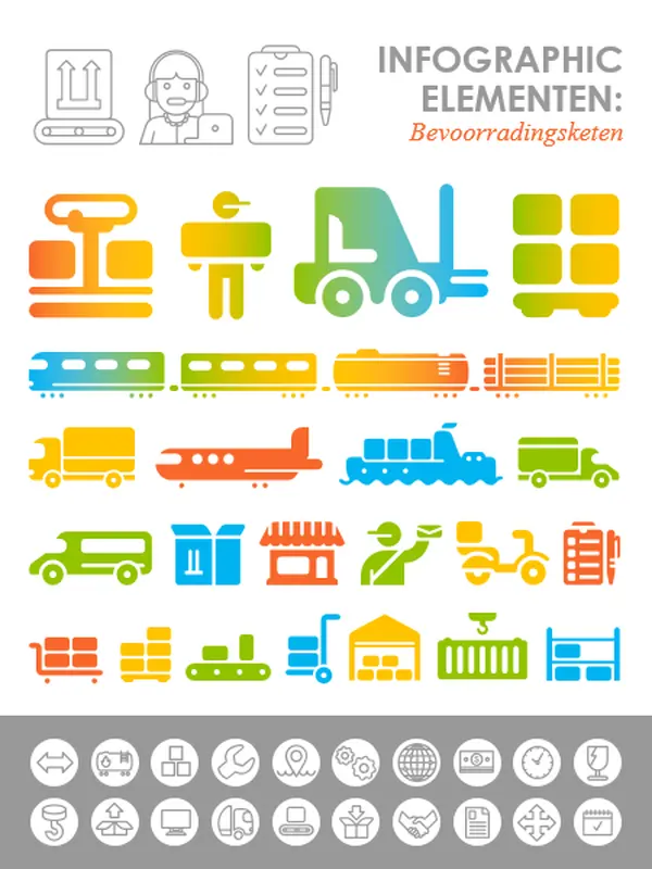 Infographic-afbeeldingen voor de toeleveringsketen modern-simple