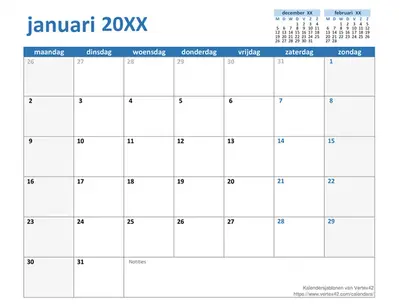 Oneindige jaarkalender modern-simple