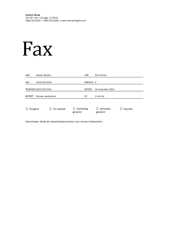Faxvoorblad white modern simple