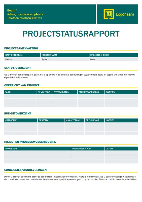 Projectstatusrapport (Tijdloos ontwerp) modern simple