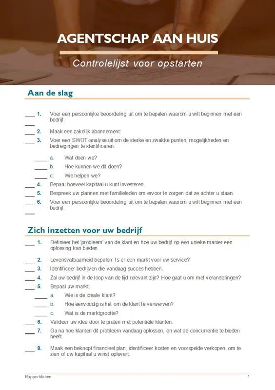 Opstartchecklist voor thuisbedrijven modern simple