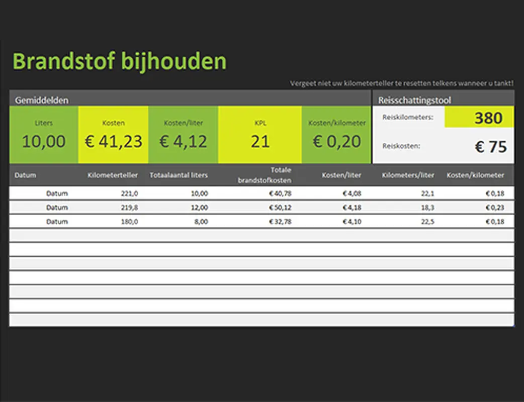 Brandstof bijhouden modern simple
