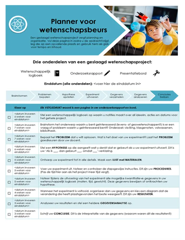 Planner voor wetenschapsbeurs