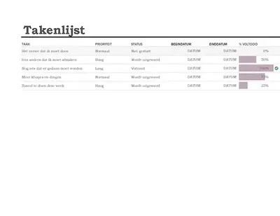 Takenlijst met voortgangsaanduiding modern simple