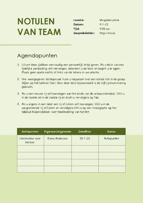 Notulen van teamvergaderingen modern simple