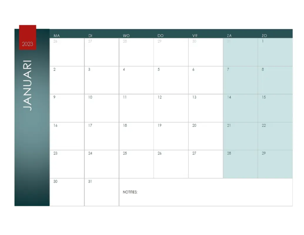 Kalender voor willekeurig jaar (thema Ion) blue modern-simple