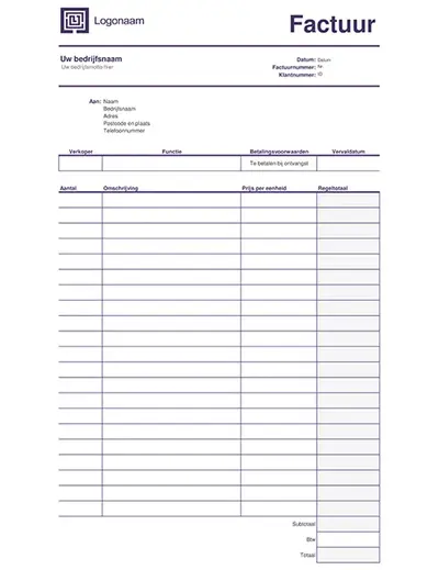 Servicefactuur (eenvoudig ontwerp met lijnen)