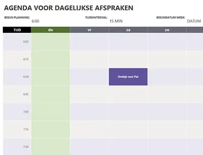 Agenda voor dagelijkse afspraken