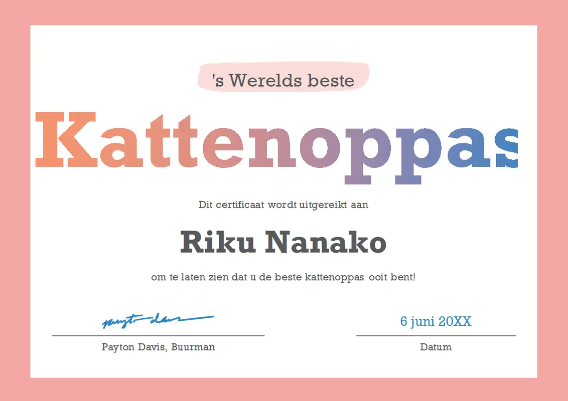 Certificaat voor de beste van de wereld modern-simple