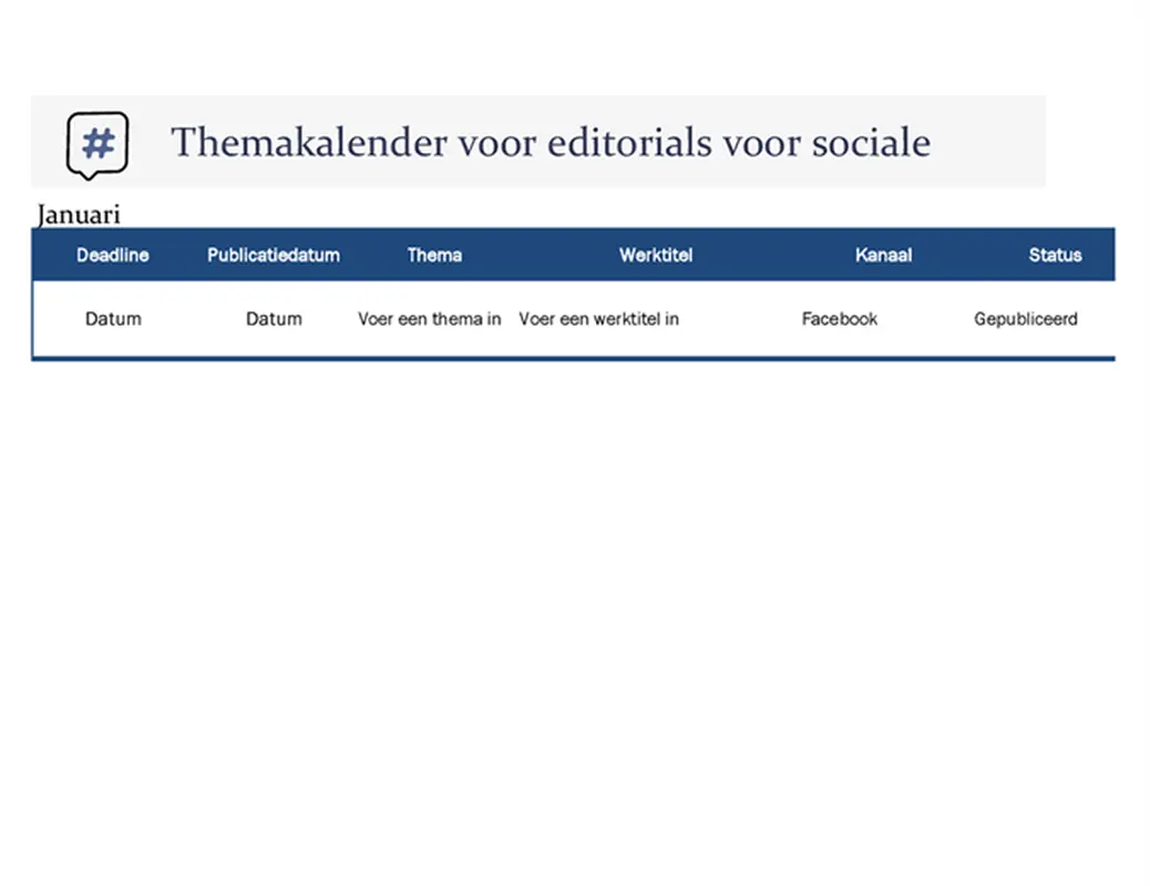 Themakalender voor editorials voor sociale media modern-simple