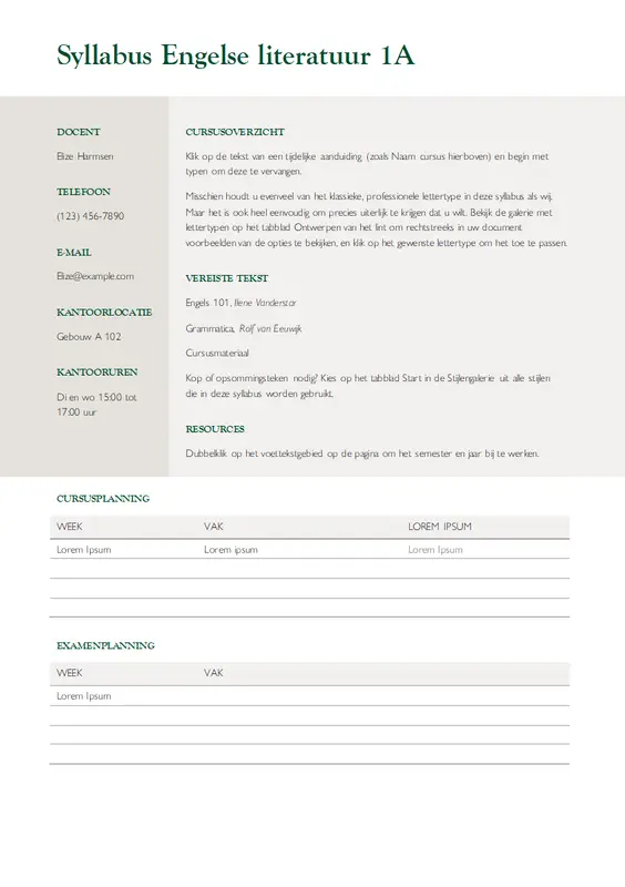 Cursussyllabus modern simple