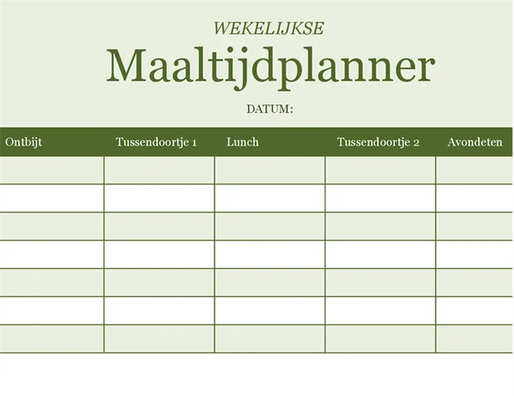 Weekplanner voor maaltijden modern-simple