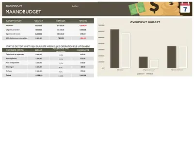 Zakelijk maandbudget modern simple