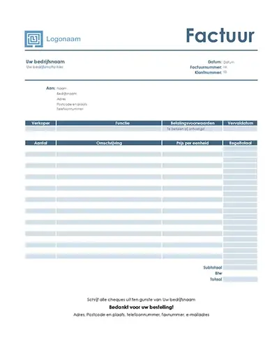 Servicefactuur (Eenvoudig blauw ontwerp) modern-simple
