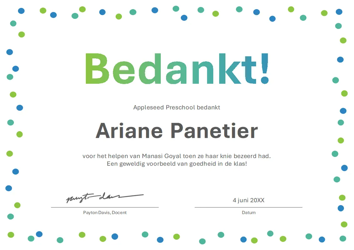 Bedankkaart met confetti  modern-simple