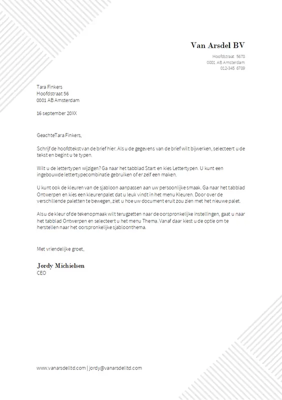 Briefhoofd met krijtstreep  modern-geometric