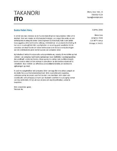 Eenvoudige begeleidende brief voor verkoop