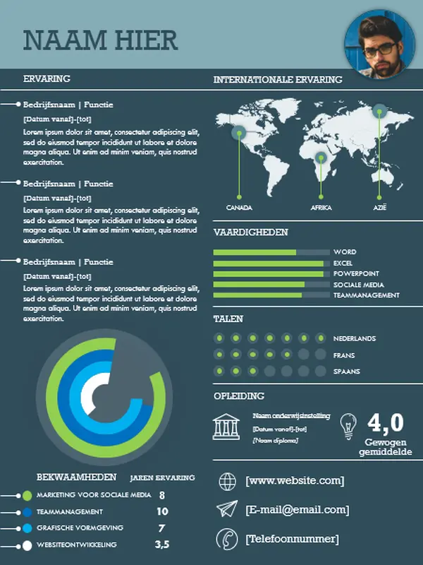 Internationaal infographic CV modern simple