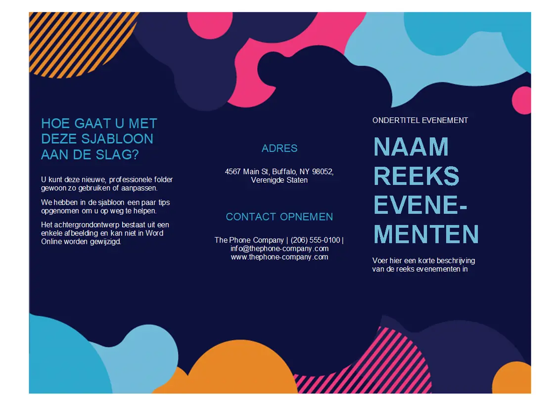 Evenementbrochure met levendige vormen  modern-color-block