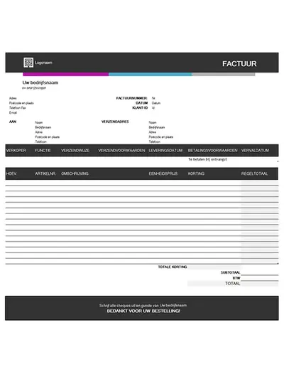 Verkoopfactuur (ontwerp Blauwe kleurovergang)