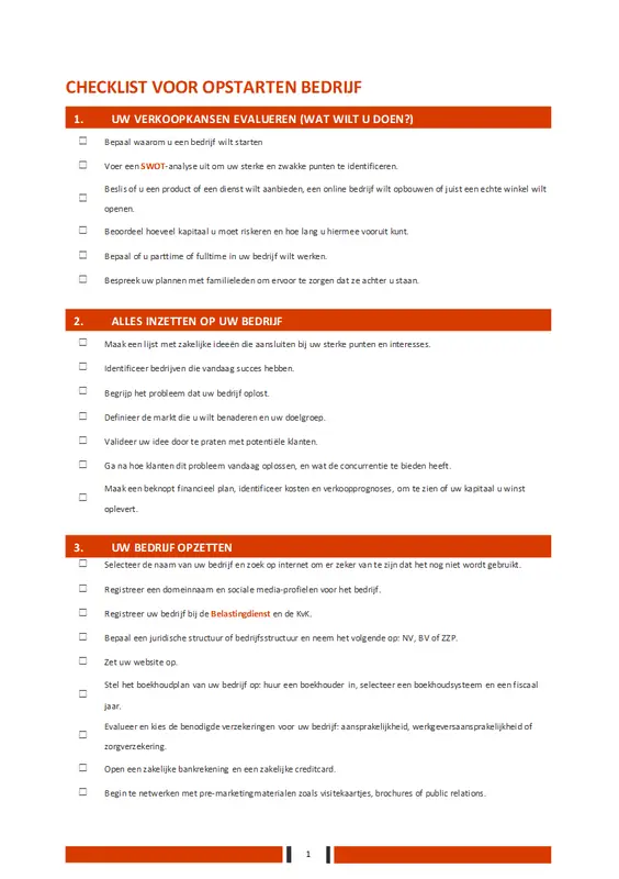Controlelijst voor het opzetten van een bedrijf modern simple